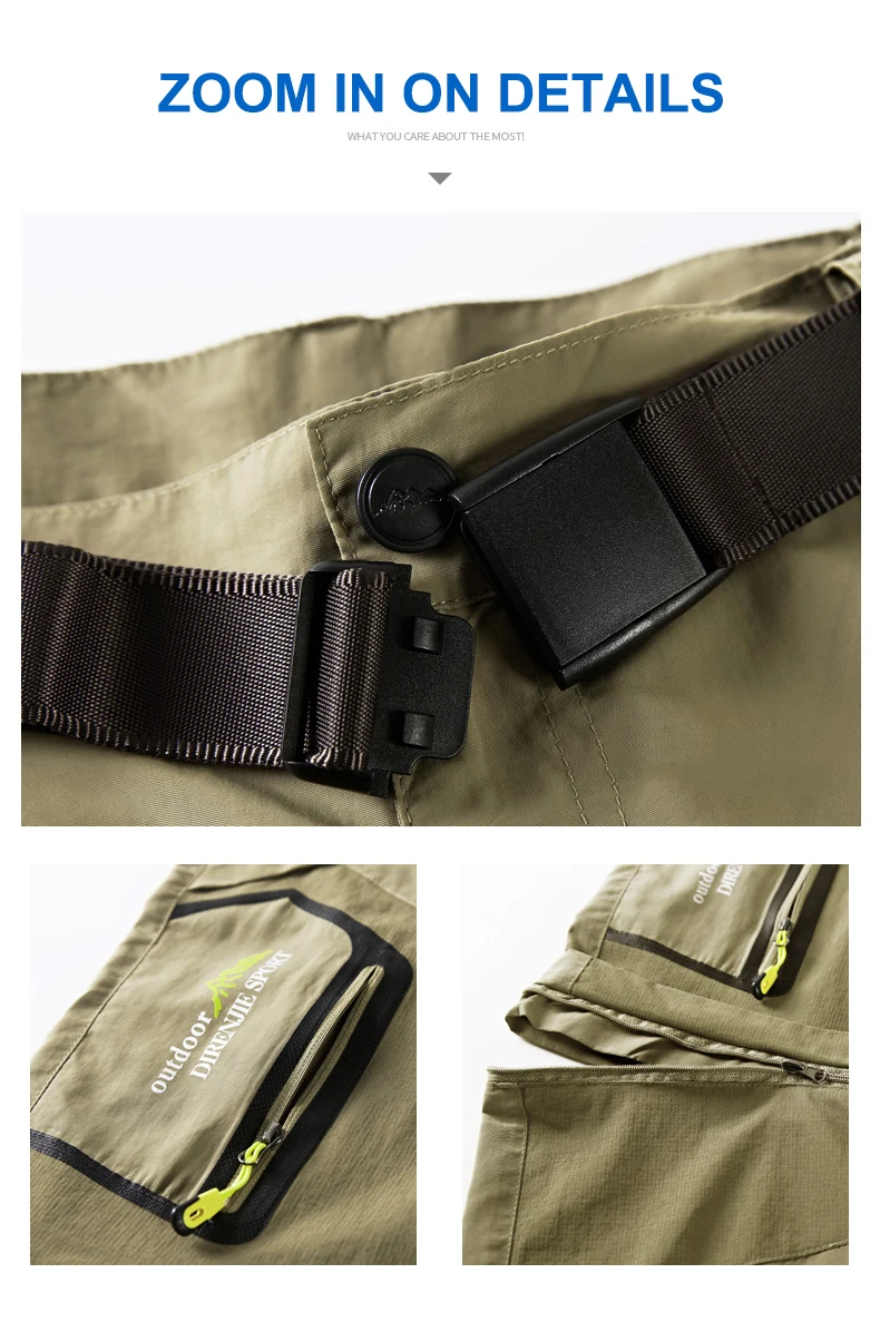 Men's Convertible Hiking Pants with Cargo Pockets and Detachable Legs