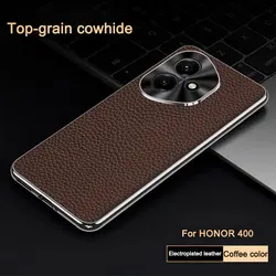 Luxury Leather Electroplating Lychee Texture Shockproof Bumper Case (Brown-Honor 400)