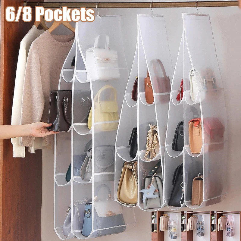 Detachable Hanging Handbag Purse Organizer For Closet, Purse Bag Storage  Holder For Wardrobe Closet With 4 Shelves Space Saving Purse Organizers