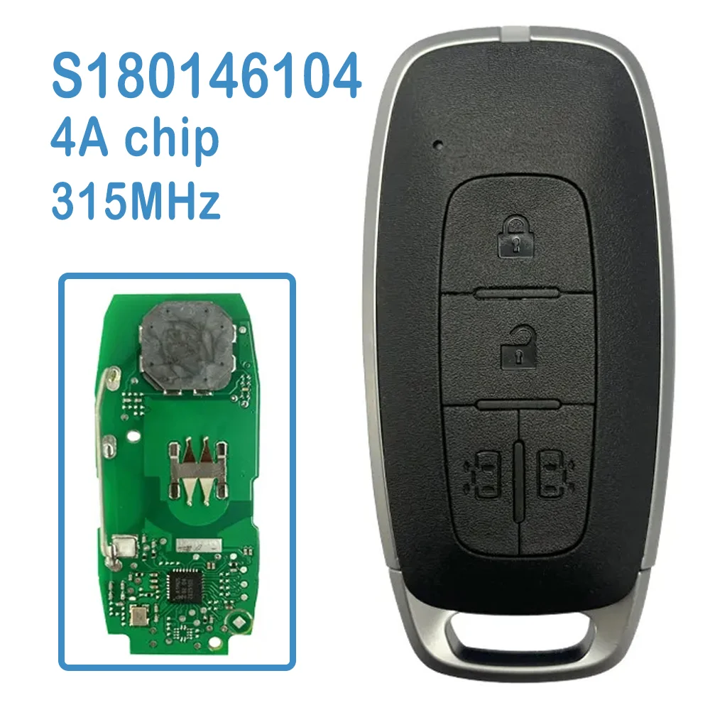 

S180146104 Auto Smart Remote 315MHz 4A Chip 3+1B Replace Car Control Key For Nissan Juke Qashqai Micra Note E-power
