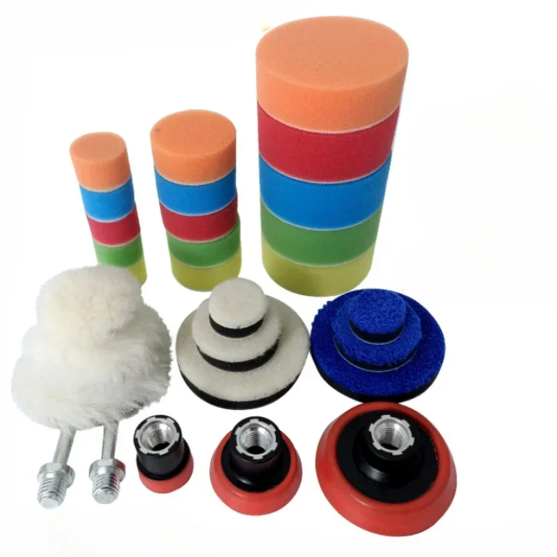 29Pcs Car Foam Drill Polishing Pad Kit 1.2/2/3 Inch Pads Sponge Set Kit M14 Drill Adapter Power Tool Car Polisher