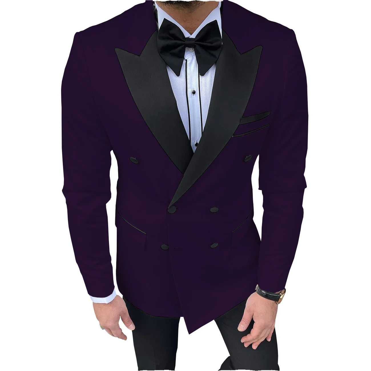 Formal White Men Suits Regular Fit 2 Piece Tuxedos Peak Lapel Double Breasted Blazer+Pants for Prom Business