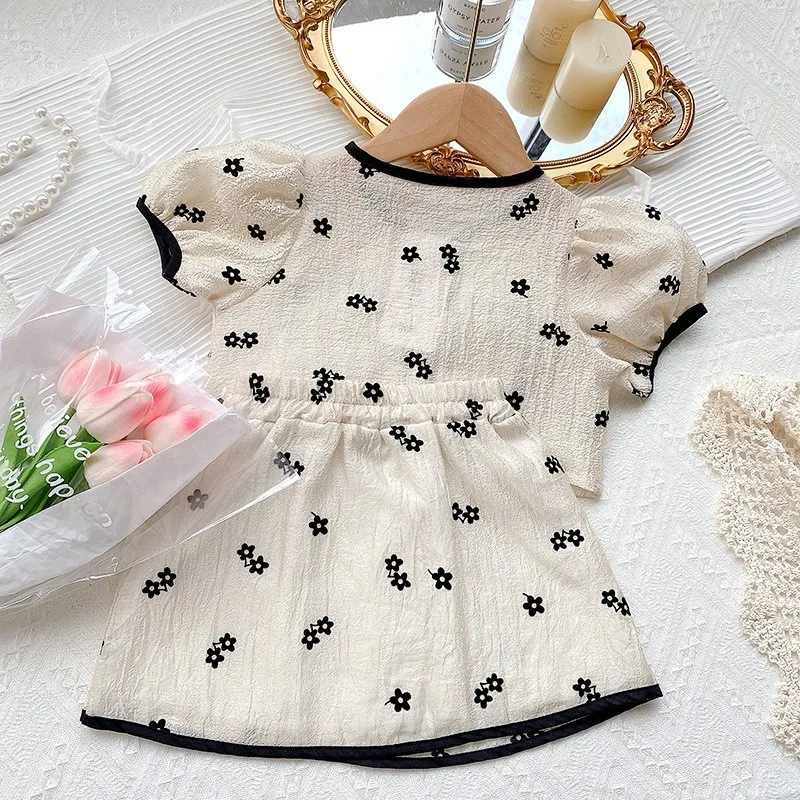 Girls Clothing Set 2023 New Summer Short Sleeve Shirt Top & Floral Skirt 2PCS Children Clothing Kids Clothes Sets 2 to 8 Years - 4