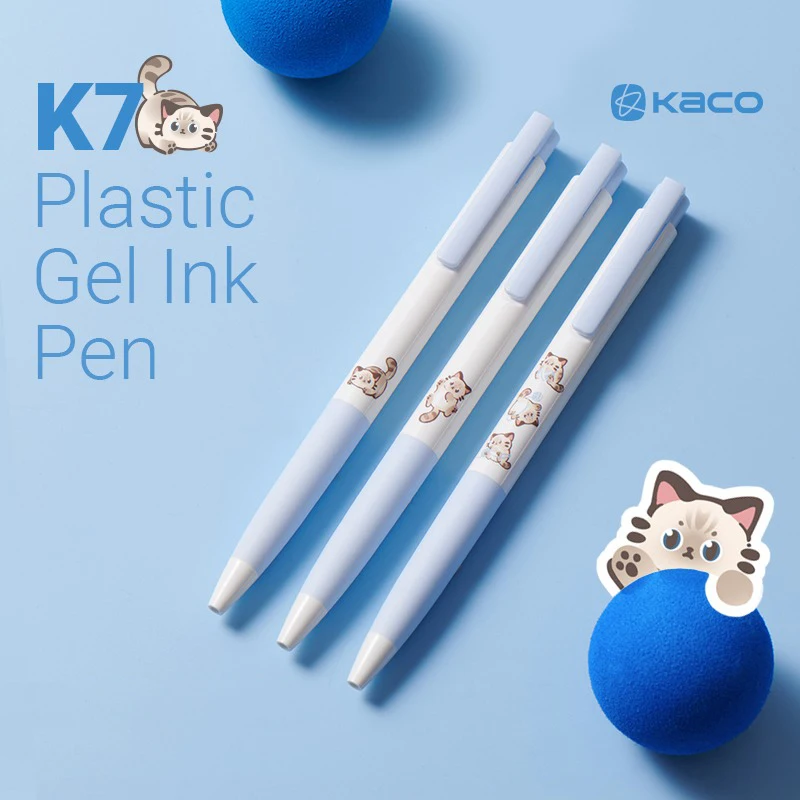 KACO Kawaii Gel Pen Stationery Quick Dry Signature Pens Set Press Type Quick Drying Pen Black ink Cute Panda Writing Supplies 3