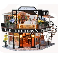 DIY Wooden The Duchess's Tea Room Cottage Doll Houses Miniature Model Kit Dollhouse with Furniture for Friends Birthday Gifts 1