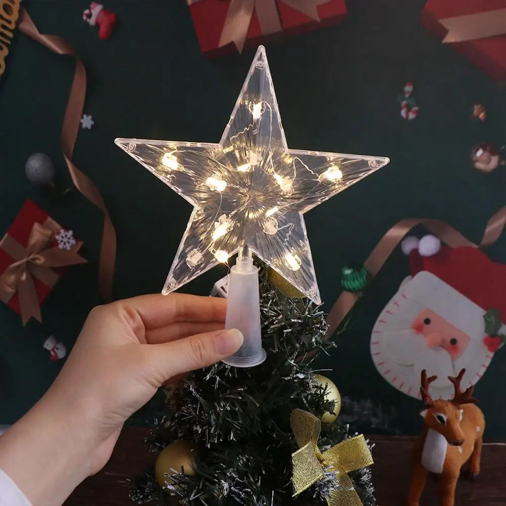 Glowing Christmas Tree Top Star Shining Lamp LED Stars Colorful Five-pointed Star Christmas Tree Ornaments christmas tree decoration christmas star decoration