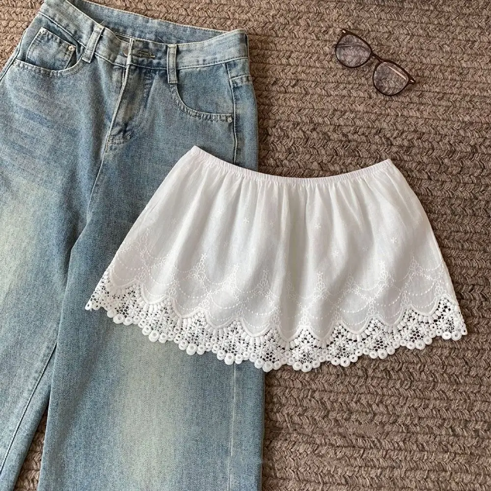 Fashion Flower Lace Gauze Skirt Y2k Streetwear Elastic Waist Apron Wrap Skirt Short Bottoming Women