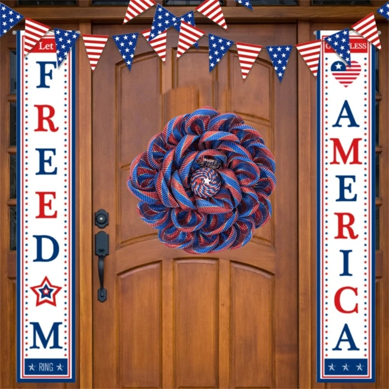 

Венок на День независимости, дверные украшения, американский венок 4 июля для входной двери, подвесной подвесной искусственный