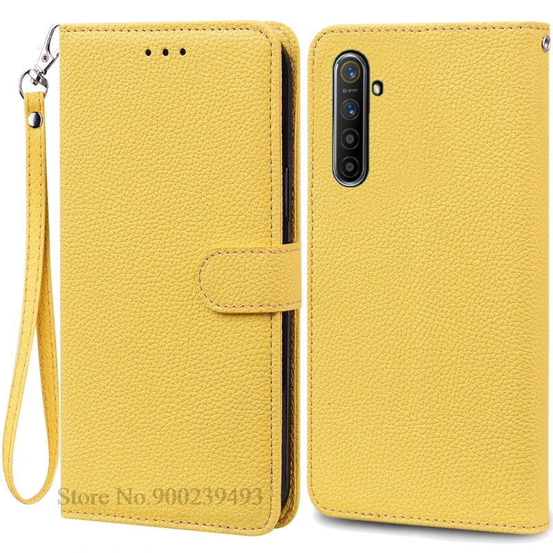 Realme XT Leather Flip Wallet Phone Case with Soft TPU Silicone Cover