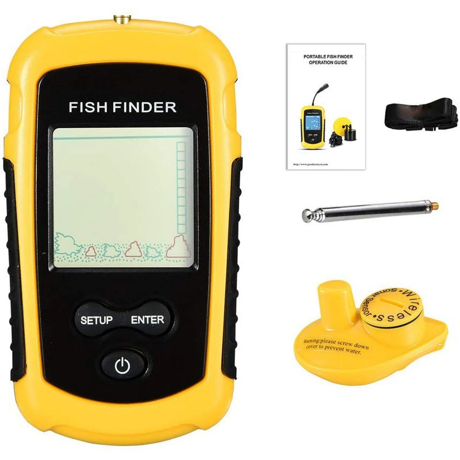 Portable Sonar Fish Finder Wireless 120m Fishing Finder Alarm 40M/130FT