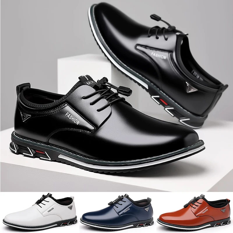 Men Dress Shoes for Men Lace Up Oxfords Black Leather Business Shoes Comfortable Luxury Men