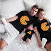 Funny Pizza and Pizza Slice Print Family Matching Shirts Cotton Dad and Daughter Son Kids Tshirts Baby Rompers Father's Day Gift 1