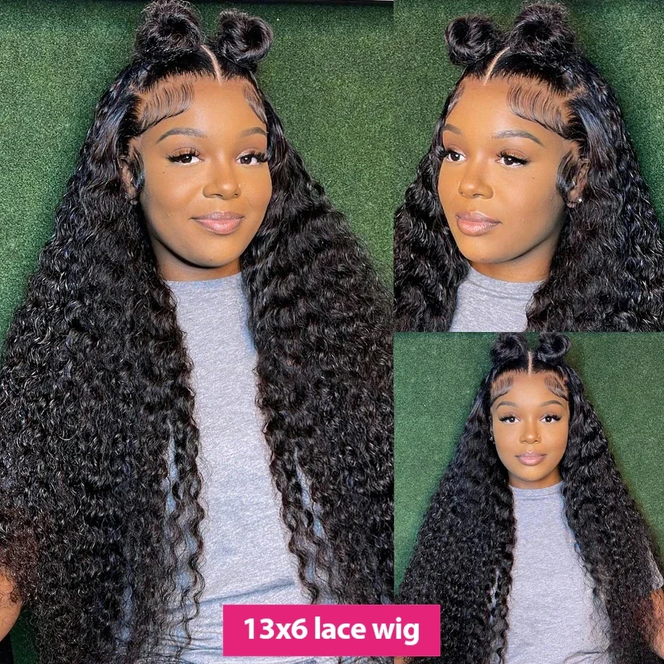 Human hair wig 250% Deep Wave 13x6 HD Lace Frontal Brazilian Curly For Women Pre Plucked 34 Inch