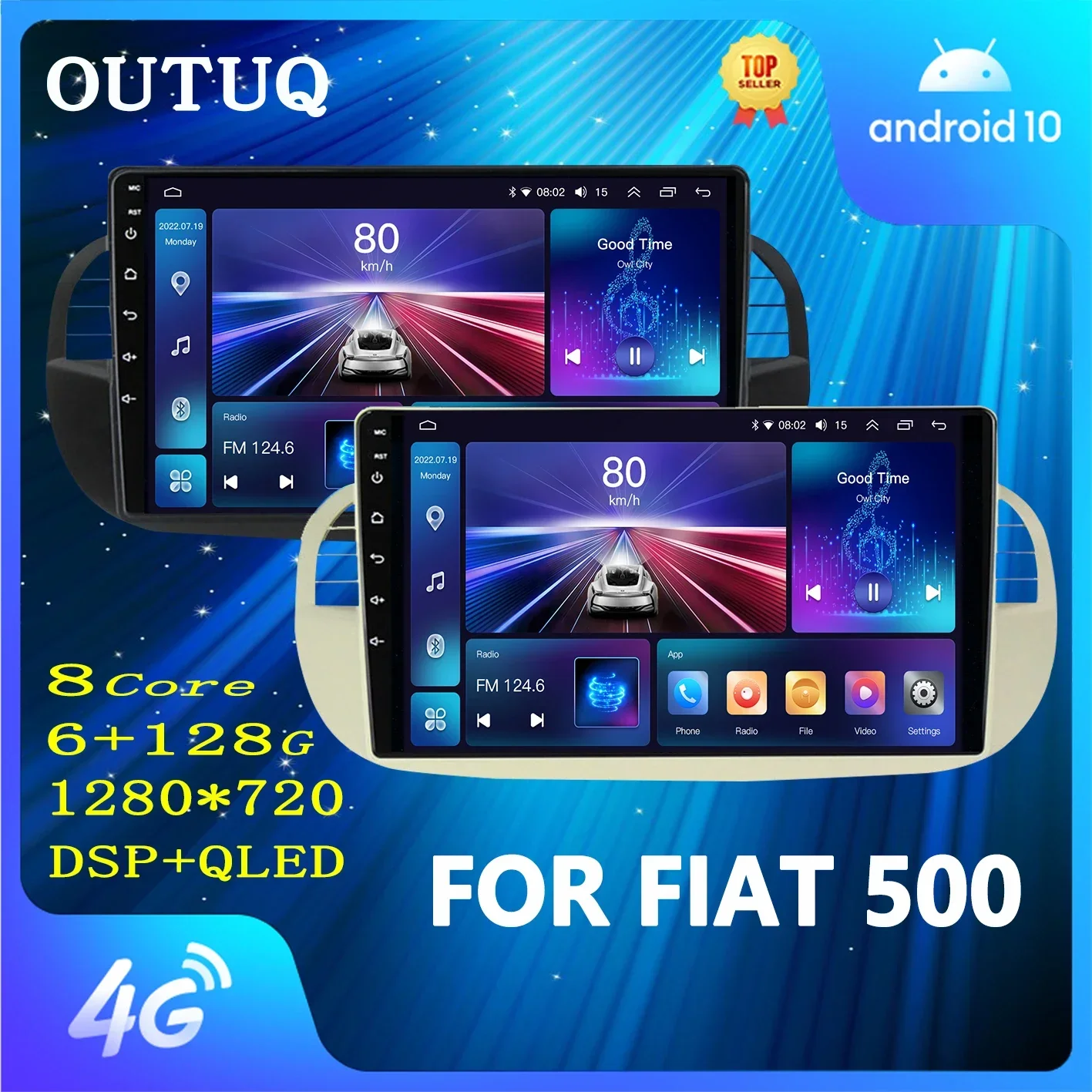 Android Auto Car Radio Carplay Per Fiat 500 2007-2015 Audio Stereo Gps Multimedia Player Wifi Bluetooth Carplay 4G-Lte