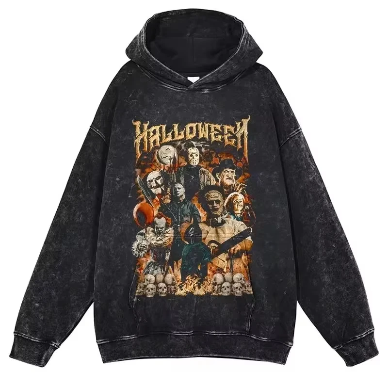 SlipKnots Hoodie Hip Hop Rock Band Graphic Vintage Washed Hooded Sweatshirts Oversized Pullover Harajuku Retro Hoodie Men Cotton 2