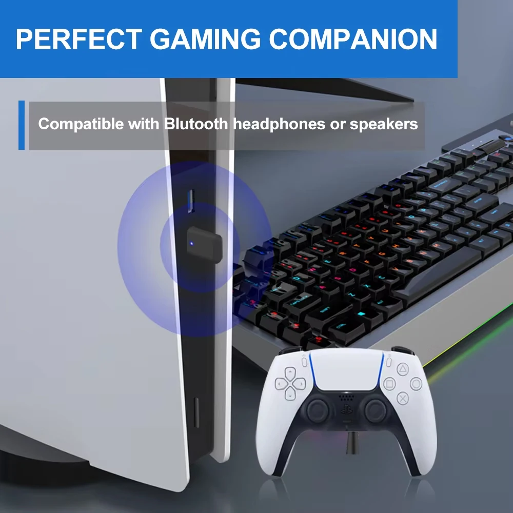 USB-C Qualcomm aptX-Adaptive Bluetooth 5.2 Transmitter for PC/Mac/PS5 Dual Connection Audio Dongle Adapter bluetooth transceiver adapter,bluetooth aux adaptor,bluetooth adapter,audio adapter,wireless usb adapter