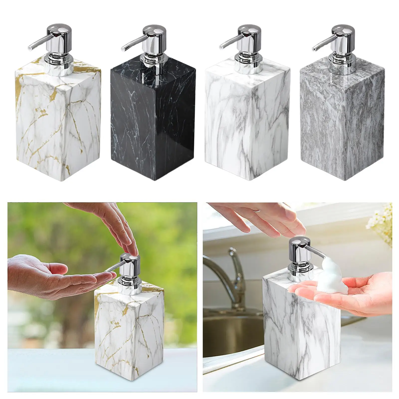 Marble Texture Soap Dispenser Stylish Shower Dispenser Lotion Container Decorative Bottle for Bathroom Laundry Room Kitchen Home