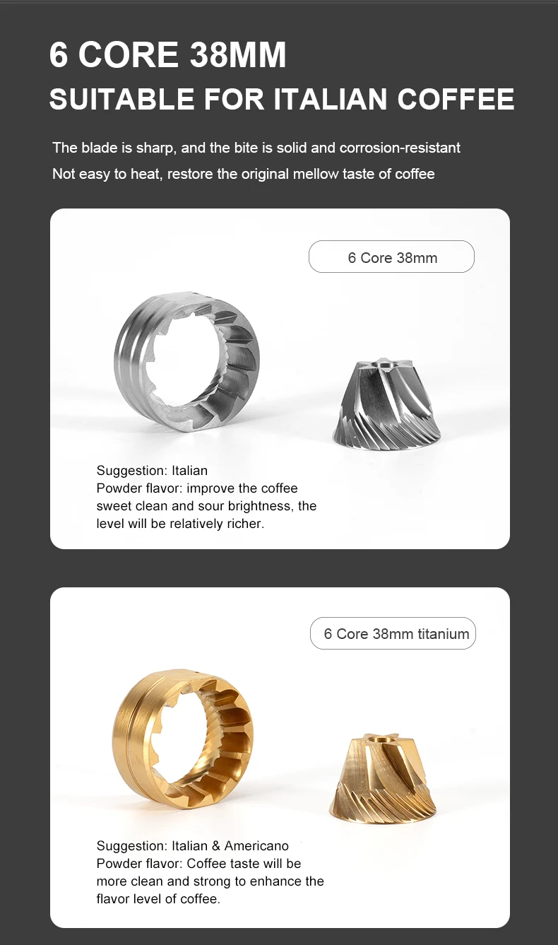 Description Picture 3 of itemReplaceable Seven-core 48mm Burr 6-core 38mm Burr Espresso Electric Coffee Grinder Household Coffee Bean Grinder