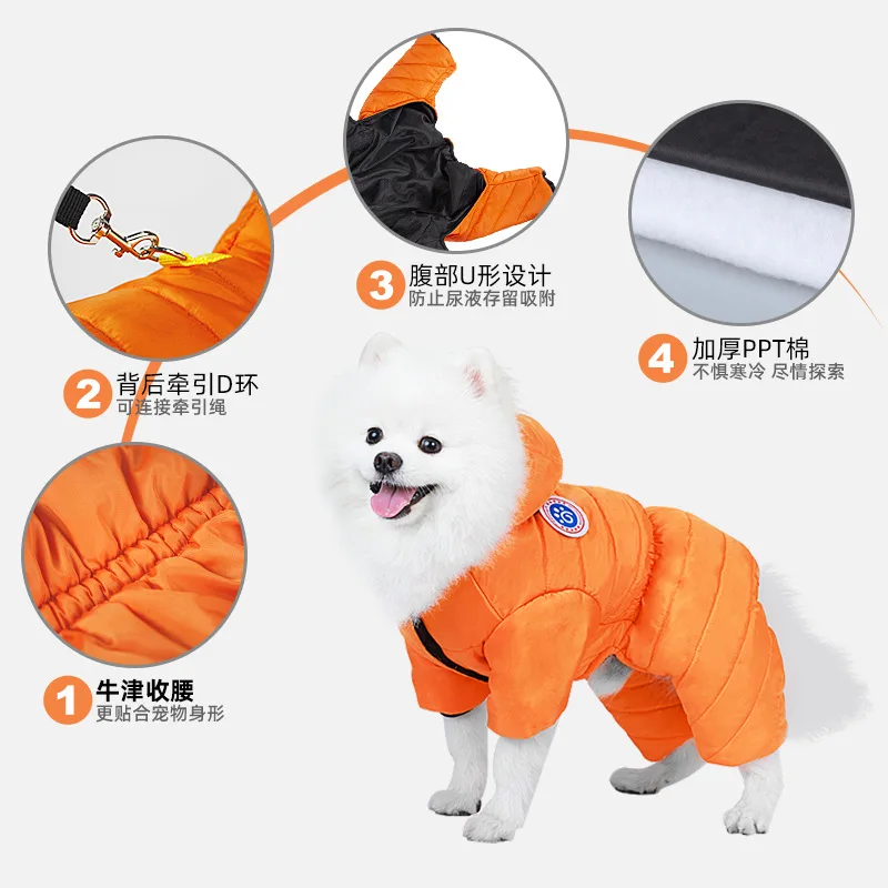 Winter New Pet Coat for Small Dogs Outfit Jumpsuit Thickened Warm Cold Weather Dog Jacket Puppy Pet Clothes for Dogs