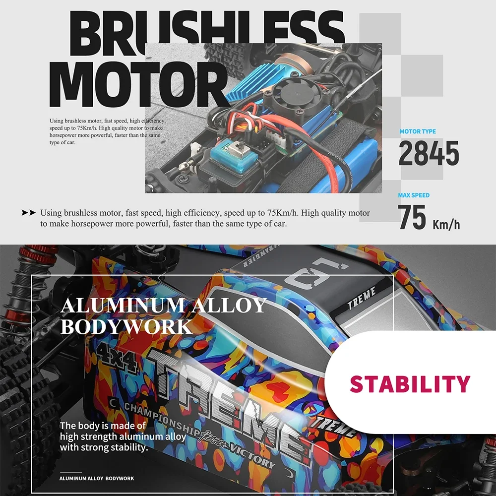 WLtoys 184016 RC Car 75KM/H 2.4G Brushless Electric High Speed Vehicle 184011 4WD Off-Road Remote Control Racing Brush Car 1/18 3