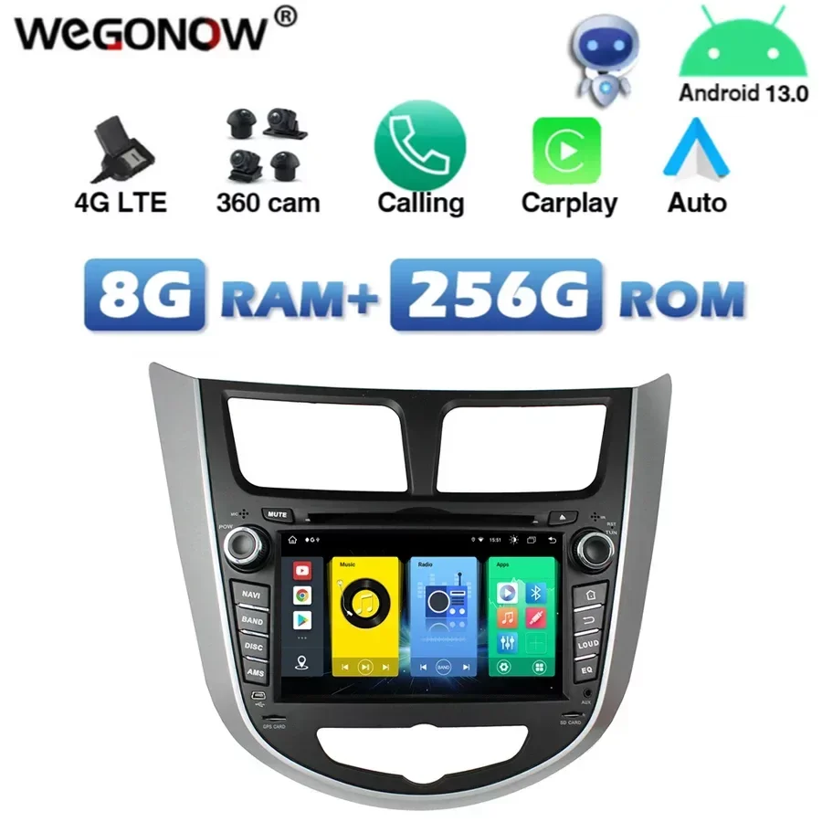 

Автомобильный DVD-плеер 4G SIM DSP Carplay Android 8. 0 8G + 13,0G GPS RDS радио Wi-Fi Bluetooth для Hyundai Verna Accent Solaris 256-2010