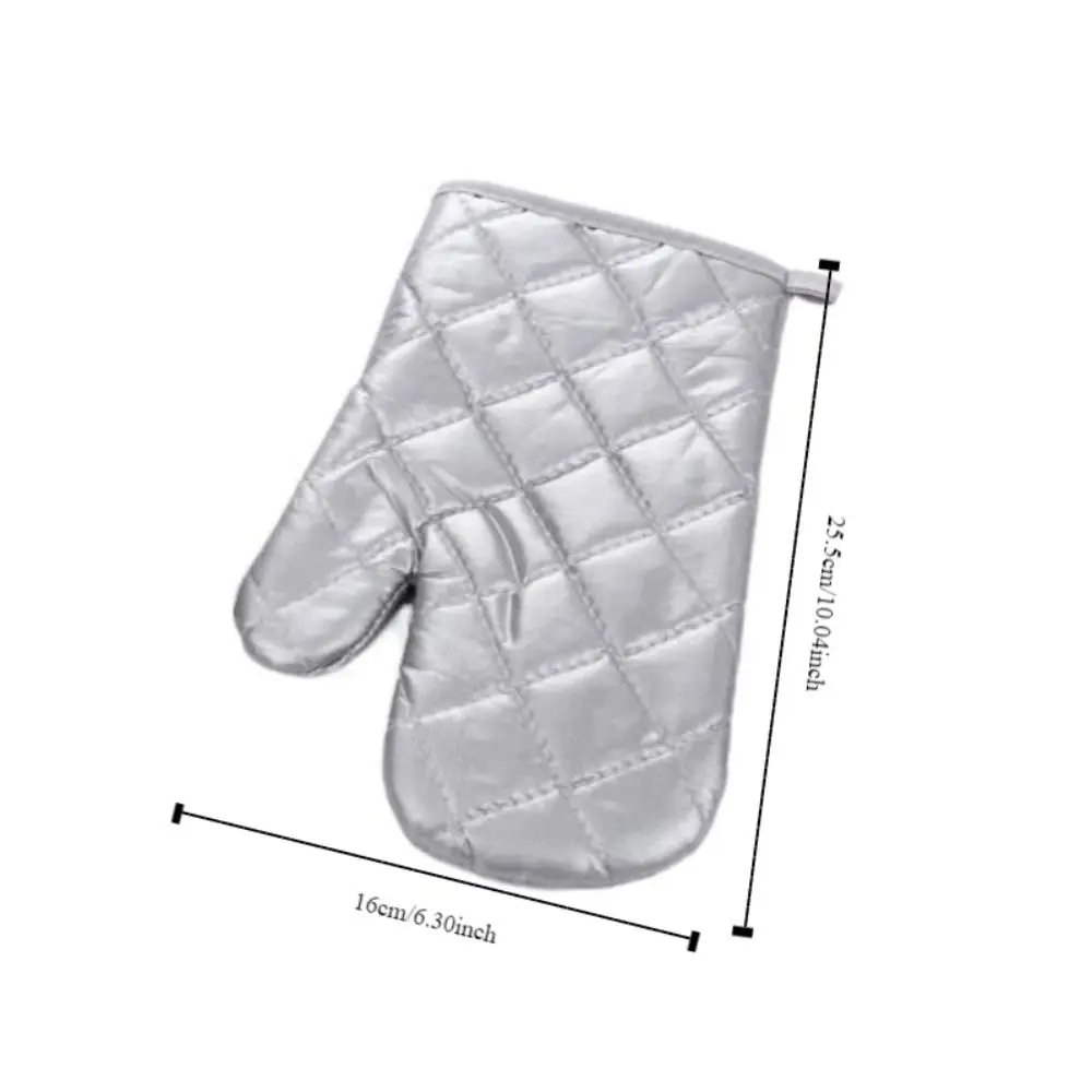 Easy To Clean Silver Oven Mitts Thickened Scald Proof Baking Insulation Gloves Cotton Polyester Microwave Gloves Thanksgiving