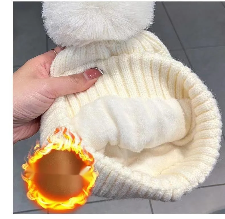 Gebreide muts voor dames winter warm en dik effen kleur_voghion.com