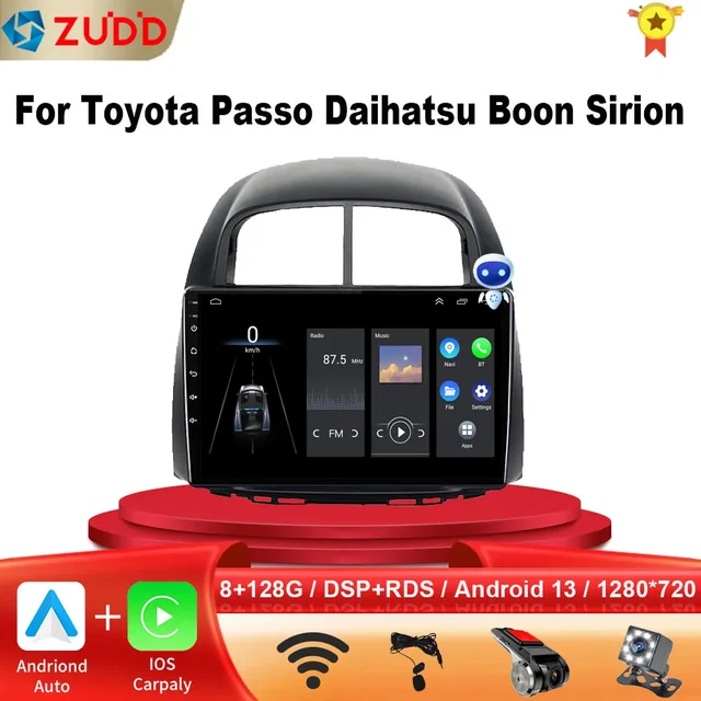 For Toyota Passo Daihatsu Boon Sirion Subaru Justy Perodua Myvi Android Car Radio DSP Multimedia Player Stereo GPS 2din DVD