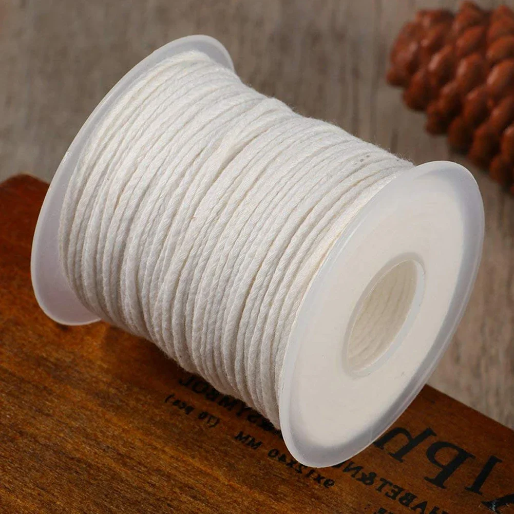 Description Picture 6 of item1 Roll 200 Feet 61M White Candle Wick Cotton Candle Woven Wick for Candle DIY and Candle Making Candle Making Supplies Accessory