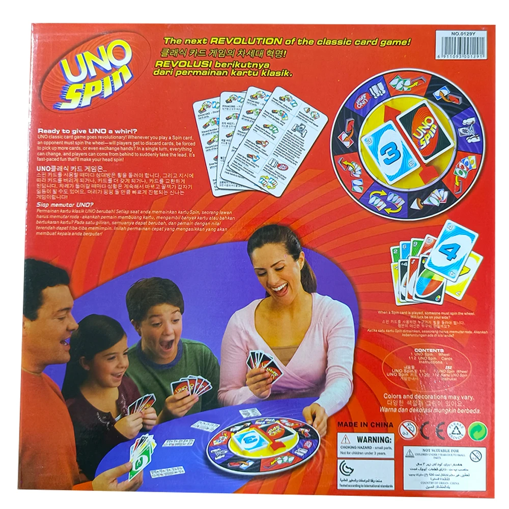 Uno Spin Game Card Board Game Family Funny Entertainment Poker Playing Uno Spin Card