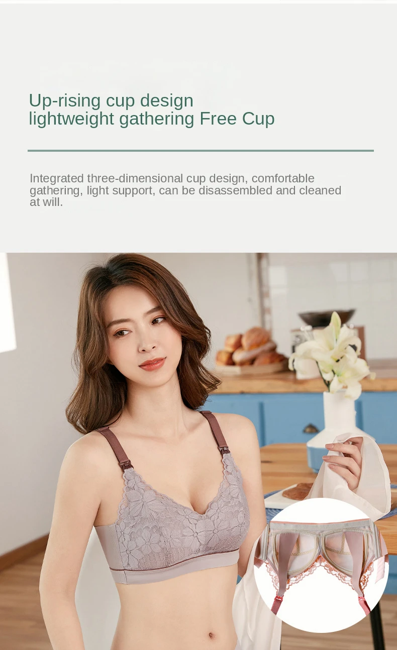 maternity shops near me Maternity Breastfeeding Bra Lace Pregnancy Nursing Bras Mulberry Silk Seamless Wirefree Underwear for Pregnant Women B21056 maternity fashion