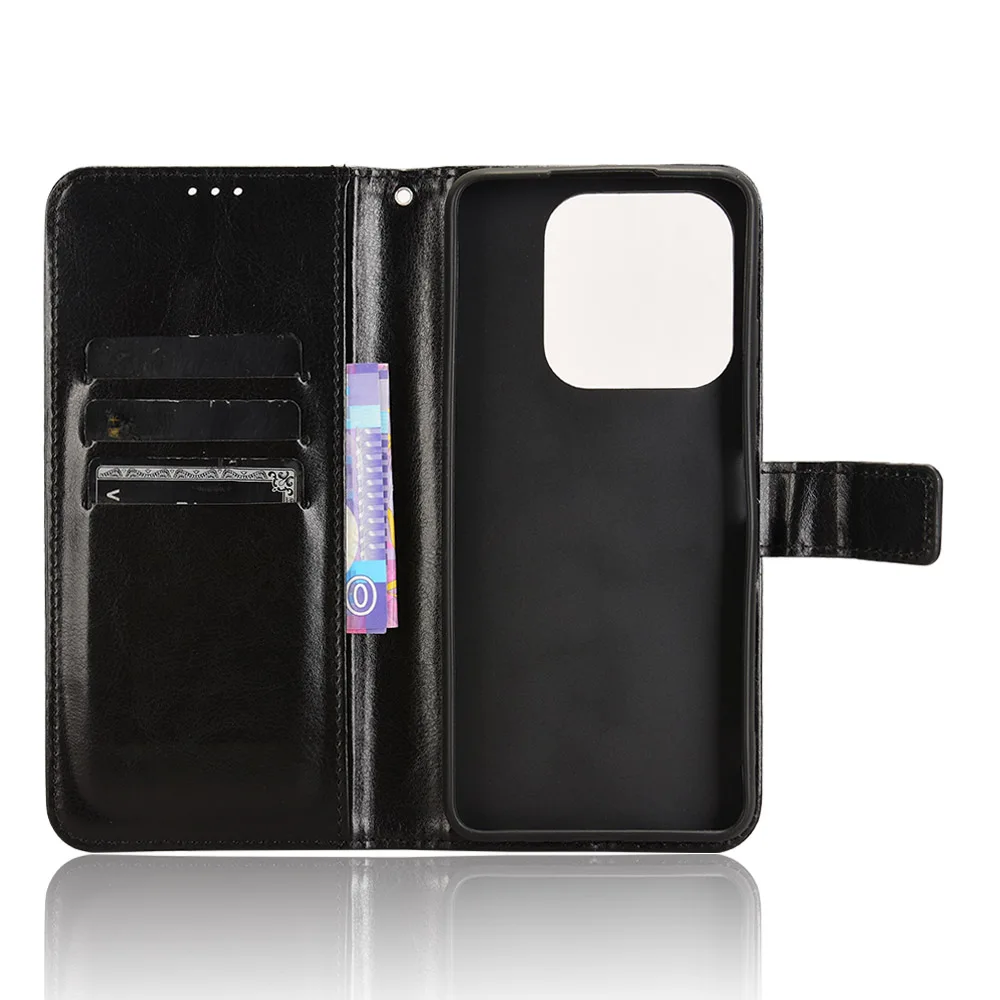 Leather Wallet Cover with Book Stand and Card Protection