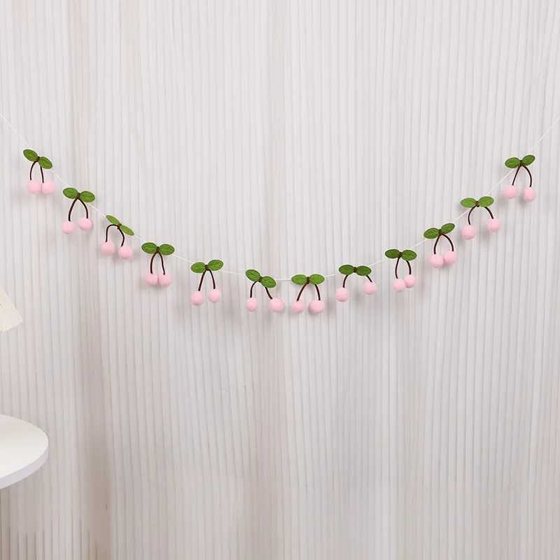 Pompom Kugeln Kirsche Girlande Kinder Mädchen Geburtstag Party Banner DIY Obst Wand Hängende Dekoration Weihnachten Baby Dusche Wohnkultur – Detail 13