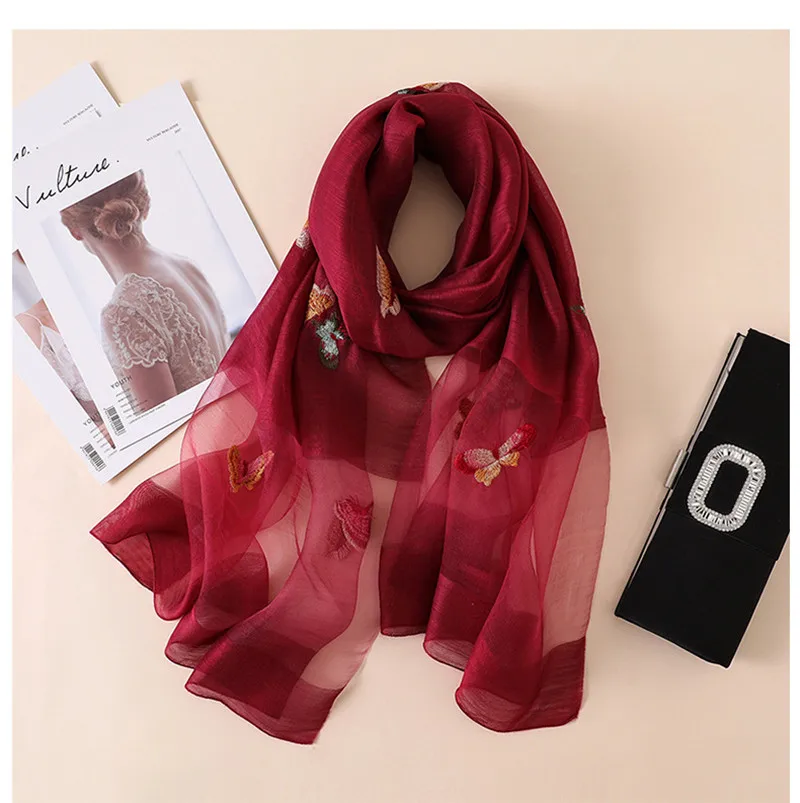 high quality Autumn Winter Wool Silk scarf Gradient Butterfly