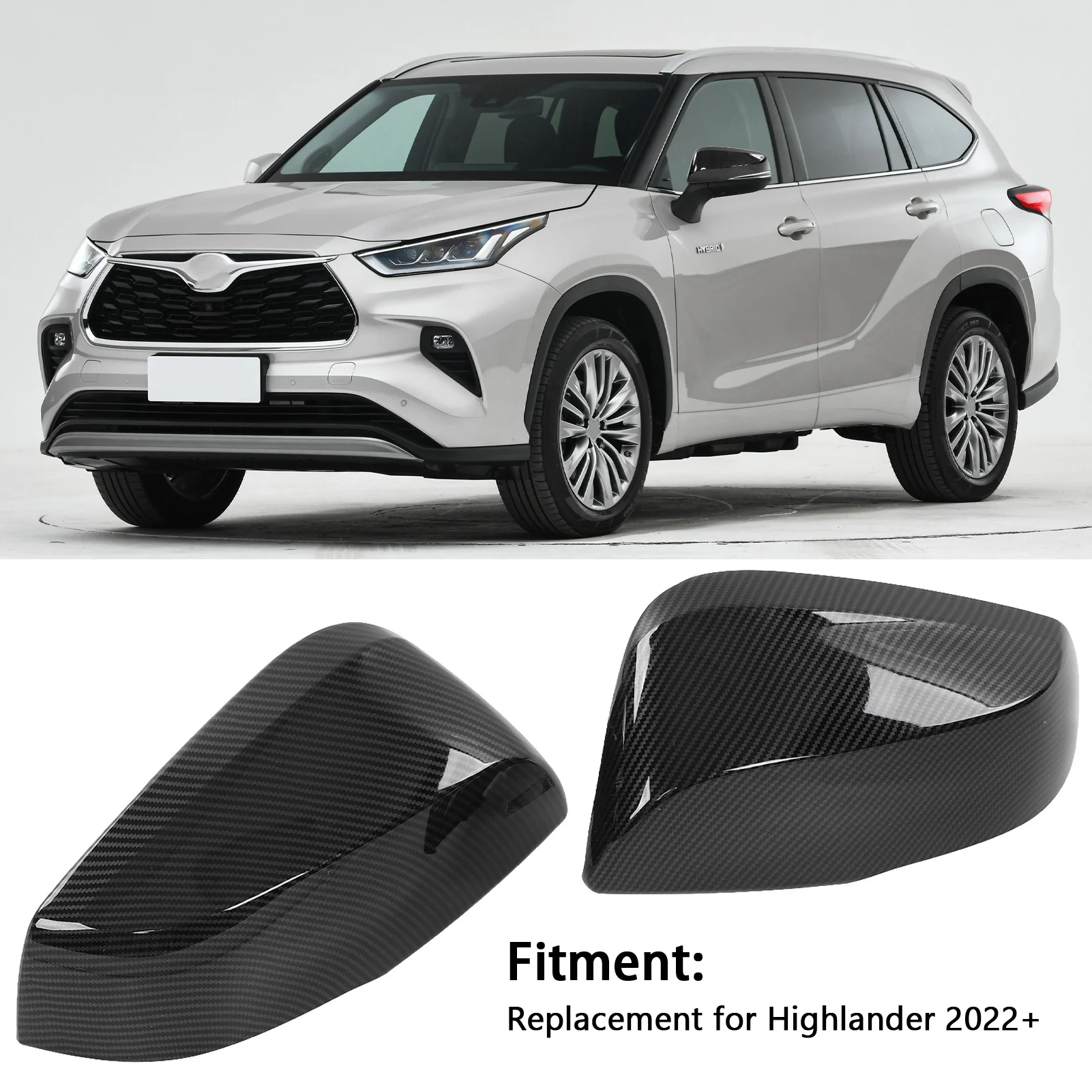 

2 шт., Сменные крышки для зеркала заднего вида из углеродного волокна для Toyota Highlander 2022 +