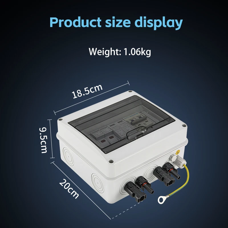 XIONGISOLAR 태양광 발전 PV 결합기 상자(번개 보호 기능 포함) 1 in 1 out DC 600V 퓨즈 MCB SPD 방수 상자 IP65
