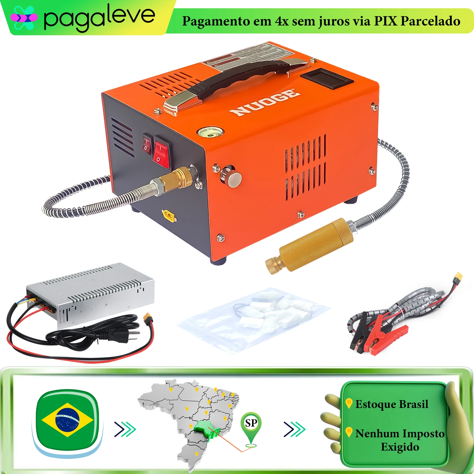 Compresseur d'air PCP NUOGE 110V/220V 4500Psi 30Mbar, pompe haute pression sans huile/eau, adapté aux bouteilles de plongée