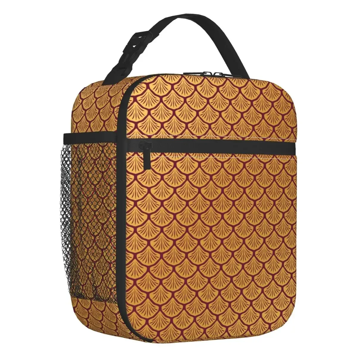 

Scales Pattern Thermal Insulated Lunch Bags Women Portable Lunch Tote for School Office Outdoor Storage Food Box