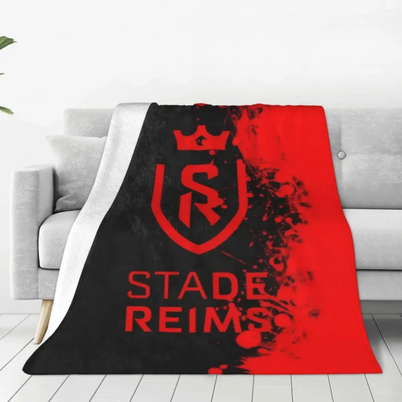 

Stade Reims Blanket Cover Velvet Football Club Soft Throw Blankets for Home Couch Bedspread