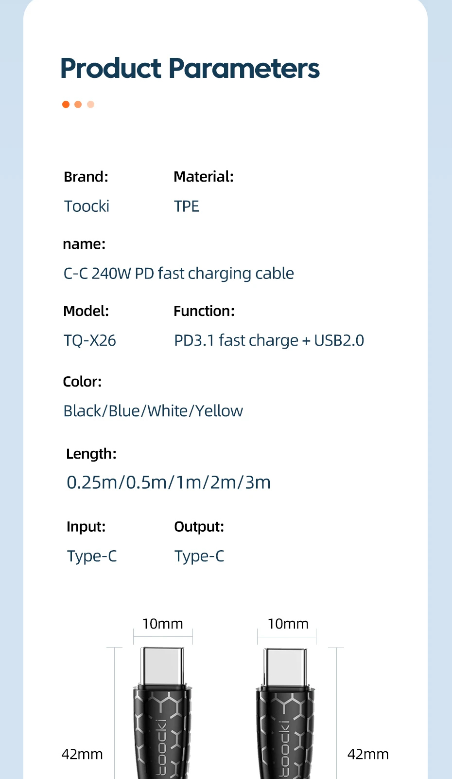 100W USB C to Type C Cable 240W PD3.1 Fast Charging Charger 5A Type C to Type C
