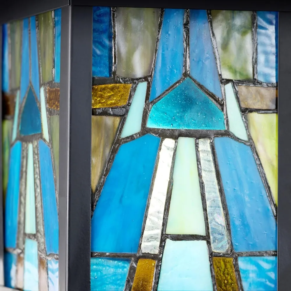 11.75 Inch Aqua Mission Style Outdoor Wall Light Lantern with One Bulb