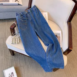 150Kg Plus Size Women's Hip 153 Spring Autumn Loose Straight Leg Pants Slim Casual Pants Blue 5XL 6XL 7XL 8XL 9XL