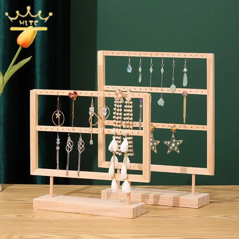 

Removable Solid Wood Earrings Storage Display Rack Jewelry Drop Earrings Display Props Studs Organizer Holder