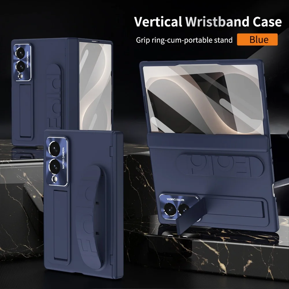 Portable Silicone Wrist Strap Case with Glass Film Protection and Stand Feature