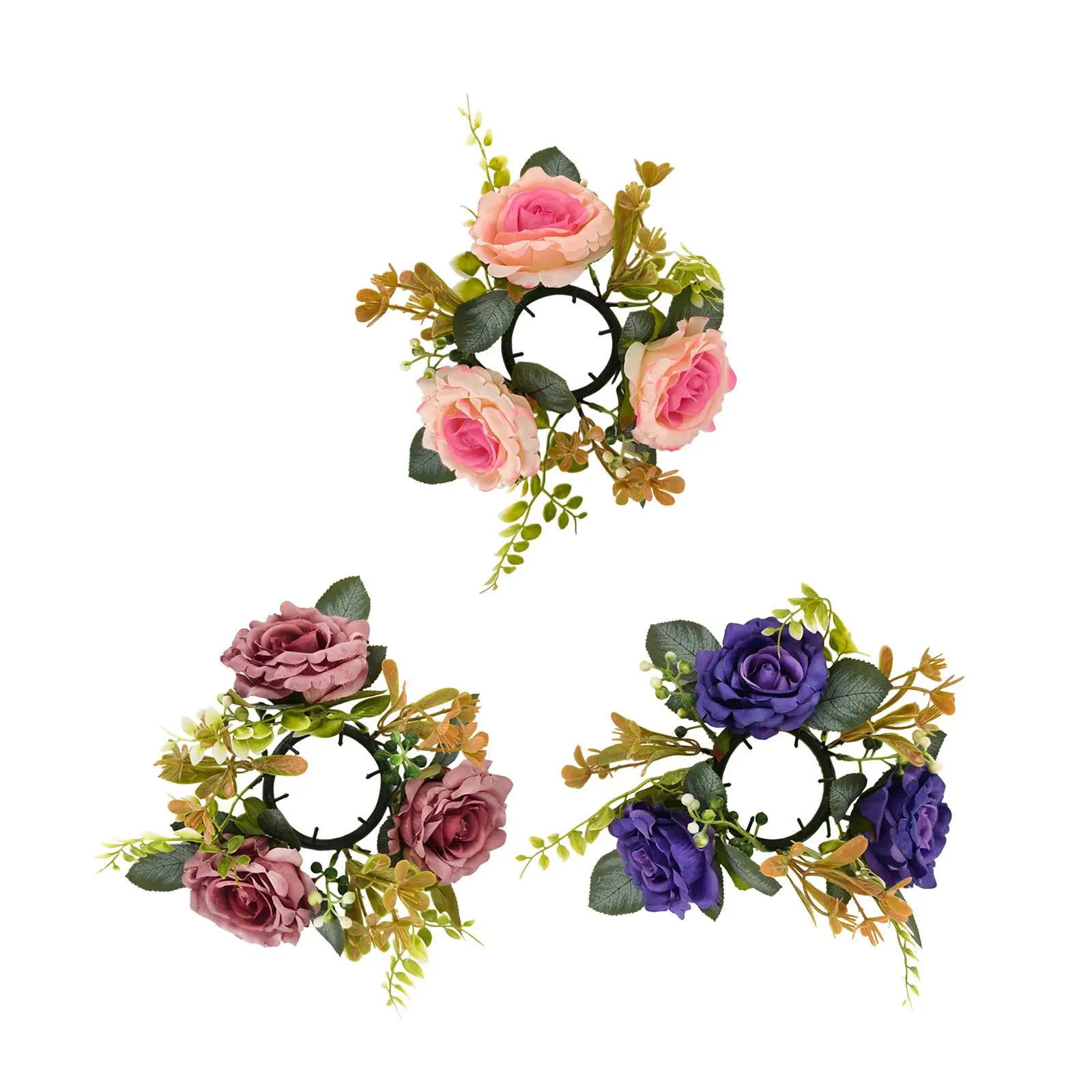 Candle Ring Desk Decor Festival Decor Front Door Flower Garland Candle Holder for Home Living Room Door Thanksgiving Window