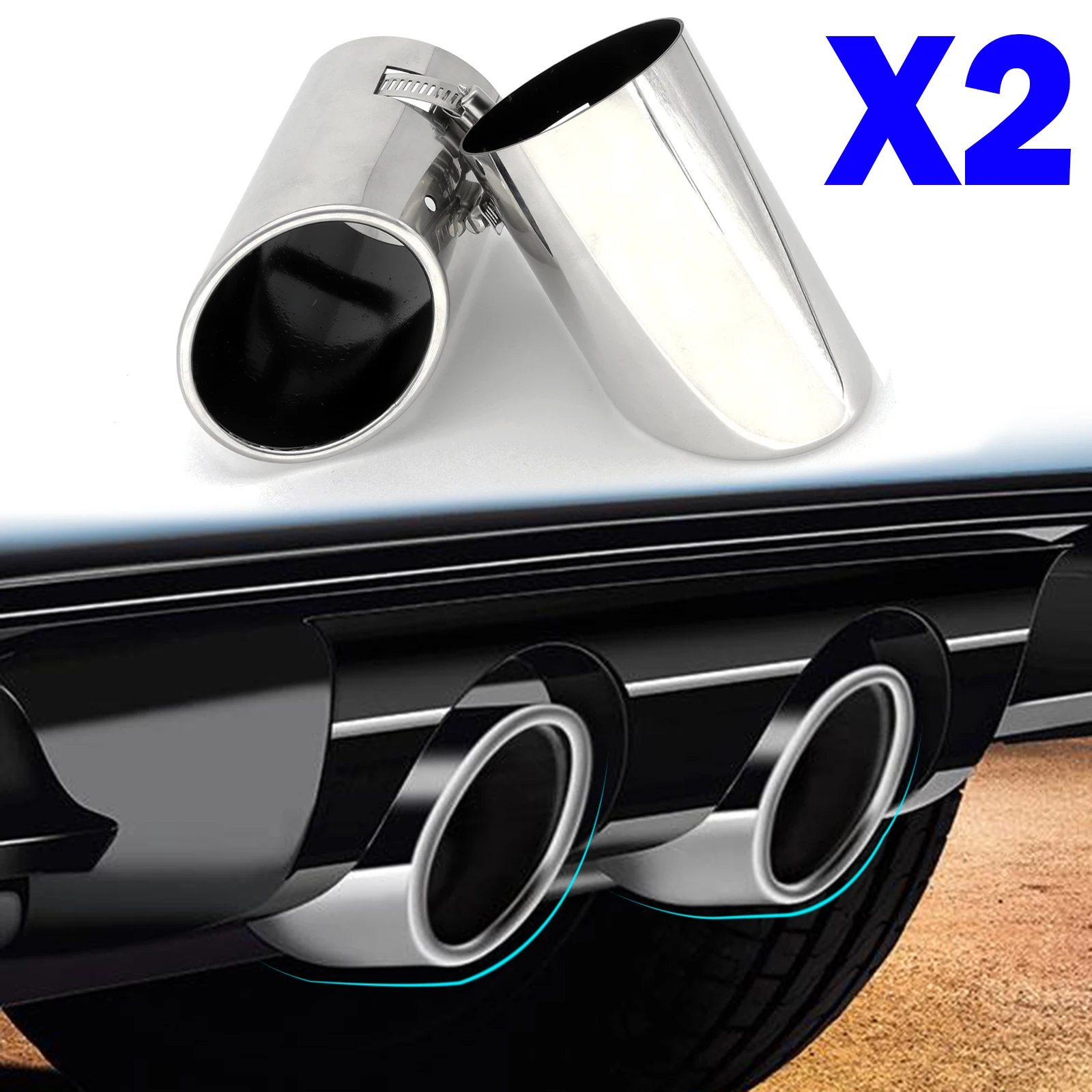 63mm Universal Square Chrome Car Rear Exhaust Pipe Nozzle Muffler Tip - View #4