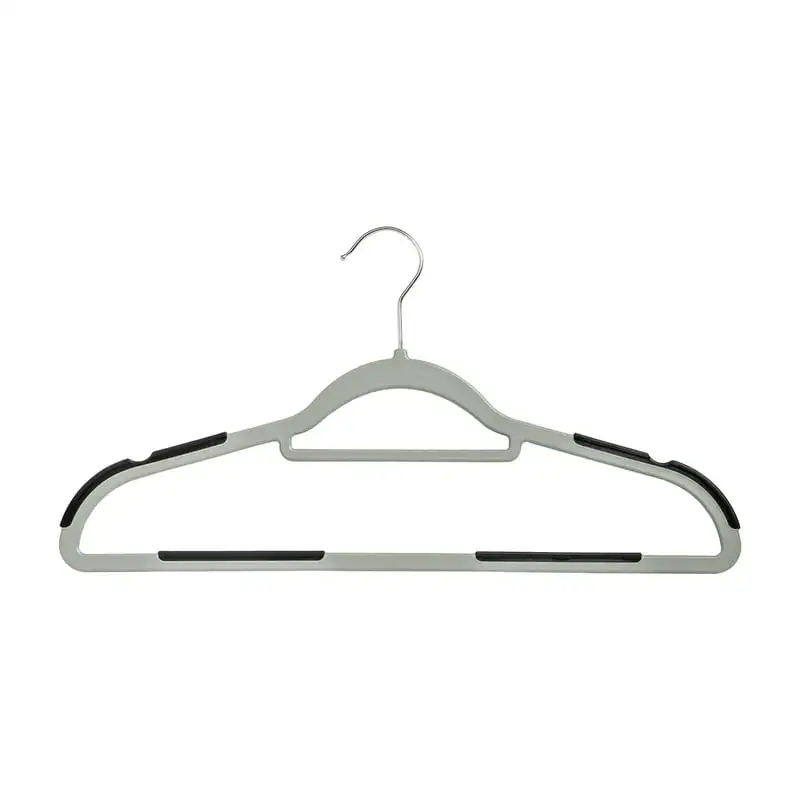 

Can Do 15-Pack Rubber Grip No-Slip Plastic Hangers, Grey/Black Personalized hanger wedding Pants hangers space saving Bedroom or