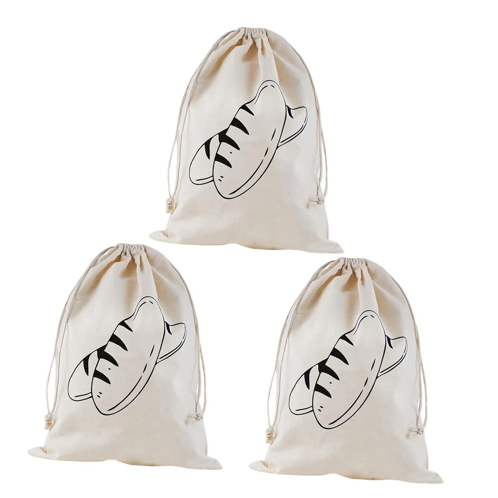 3 Pieces Bread Bags Linen Bags Kitchen Accessories with Drawstring Totes for Household Cafe Family Gatherings Bakery Kitchen