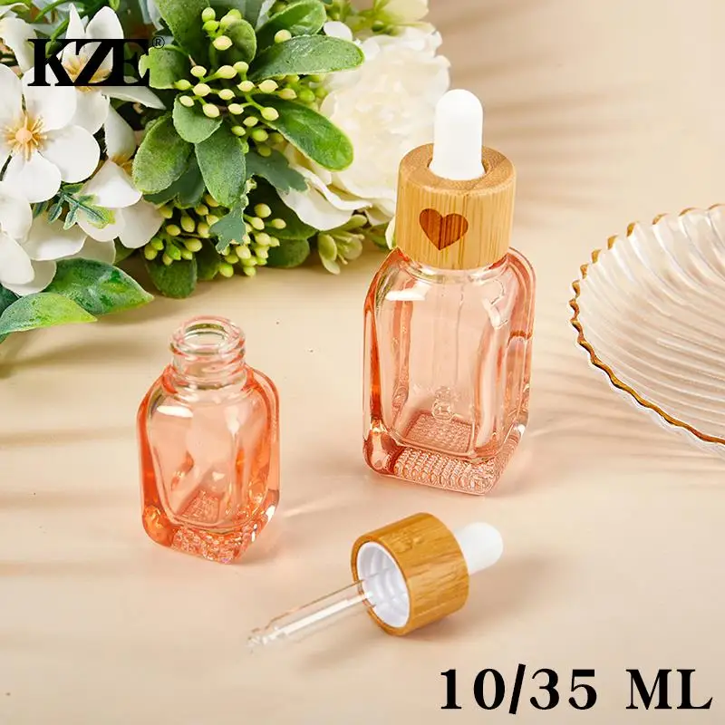 

Пустые многоразовые бамбуковые стеклянные бутылки 10/35 мл, бутылки для эфирного масла с пипетками, контейнер для косметических образцов для макияжа