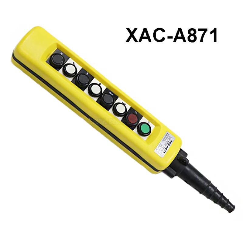 

1Pcs XAC-A871 8 Button Single Speed Lifting Derrick Motor Waterproof Travel Control Crane Button Switch Yellow